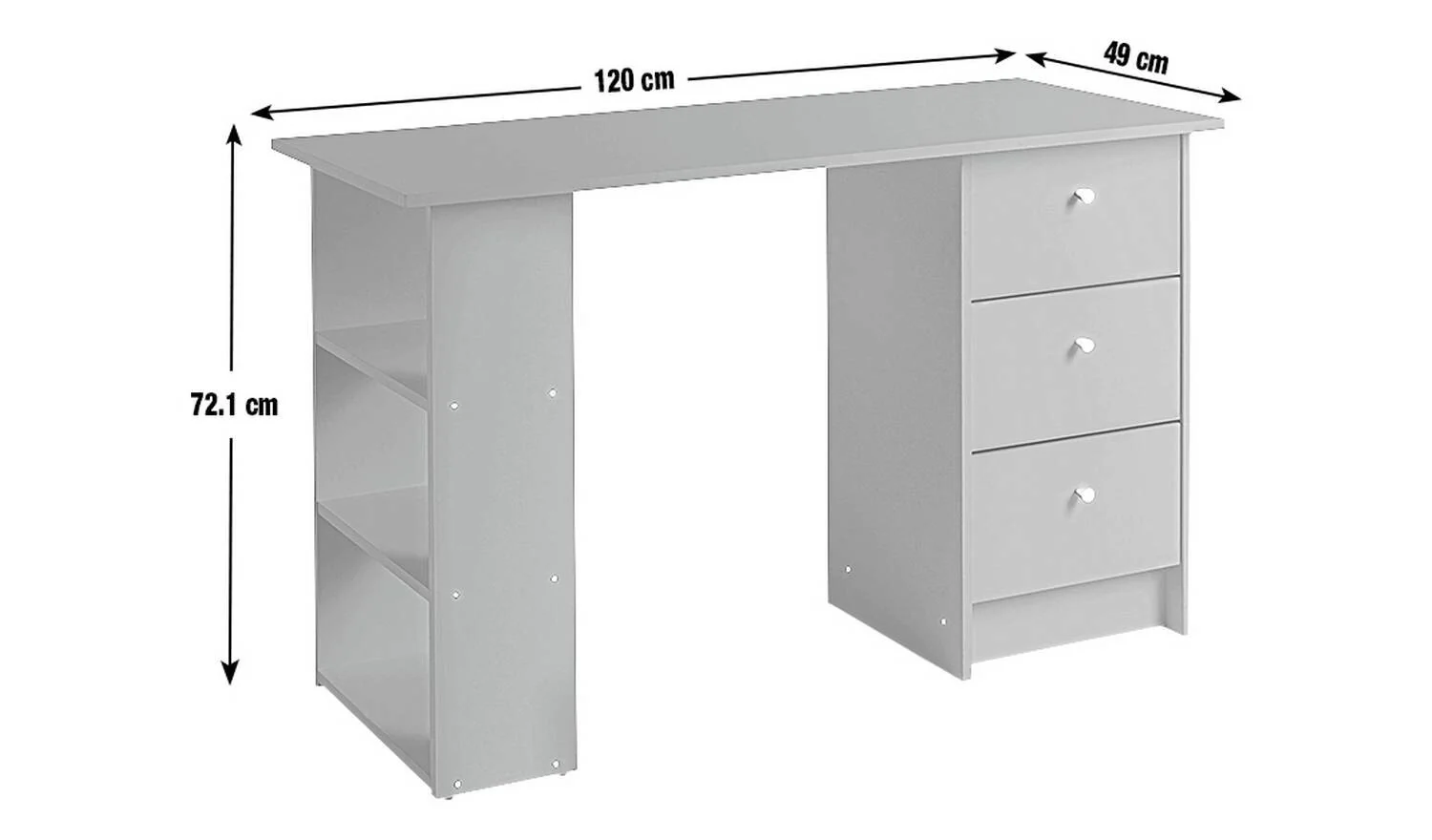 Malibu 3 Drawer Office Desk Grey Home Office Furniture Workspace - Image 7